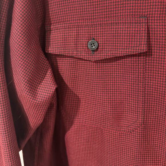 L.L. Bean Men’s Red Micro Check Plaid Medium Weight Button Down Shirt, LARGE - Picture 4 of 10